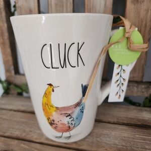 Rae Dunn Tall Colorful "CLUCK" Mug